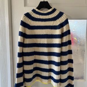 Anthropologie Maeve Navy and Cream Knit Sweater